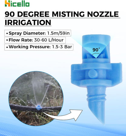 100PCS 90 Degree Misting Nozzle Irrigation, Sprinklers Sprayer for Garden Irrigation System, Micro Sprayer Refraction Automizing Drippers