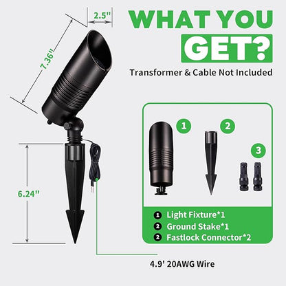 Landscape Spot Lights Outdoor Changing Colors - Smart App Based Spotlights, LED Low Voltage Accent Lights, Outdoor Waterproof 12V Wired, All Metal Aluminum Black for Fountain Sign 12 Pack