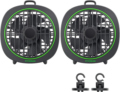 VIVOSUN AeroWave D4, 4” Grow Tent Clip Fan with Detachable Hook, 3-Speed Strong & Quiet Airflow, Adjustable Airflow Angle for Hydroponics, Circulation & Cooling, Black, 2-Pack