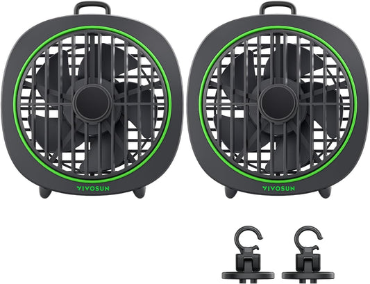 VIVOSUN AeroWave D4, 4” Grow Tent Clip Fan with Detachable Hook, 3-Speed Strong & Quiet Airflow, Adjustable Airflow Angle for Hydroponics, Circulation & Cooling, Black, 2-Pack