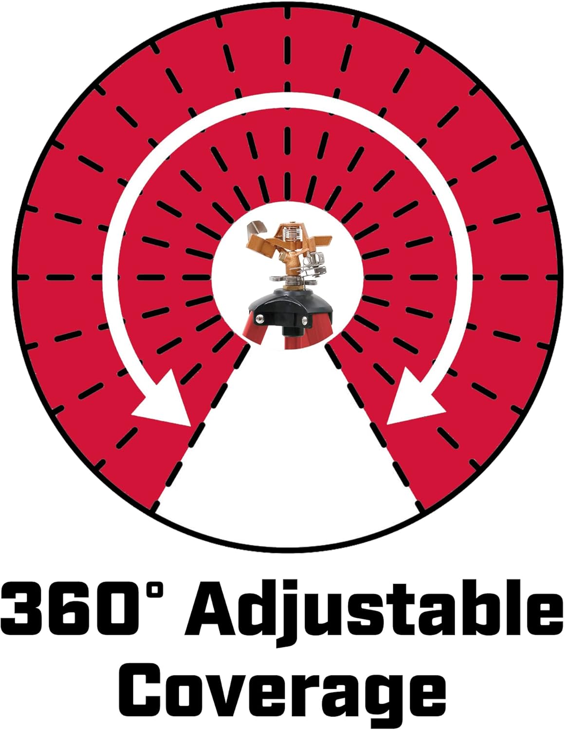 Chapin 4993: Heavy Duty Brass Head Tripod Impact Lawn Sprinkler, 360 Degree Coverage for Large Lawns, Golf Courses, Gardens, Adjustable Height, Gooseneck Hose Connection, Red and Black