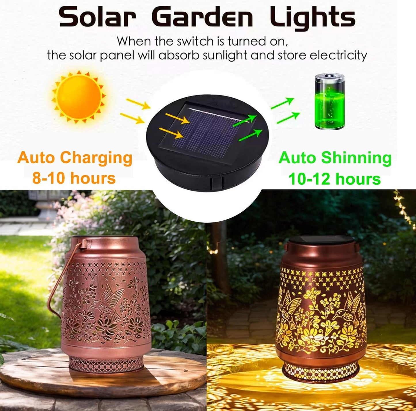 Hummingbird Solar Lantern Hanging Hummingbird Solar Lights for Outside Garden Decor Birthday Gifts for Grandma Women Mom Sister Decorative for Yard Backyard Patio Deck Porch