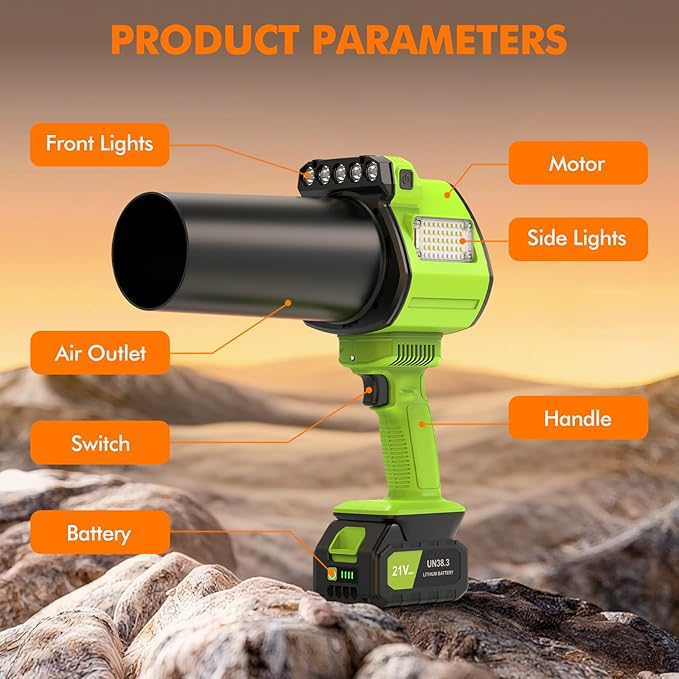 OGERY Leaf Blower Cordless with Lights, 21V Powerful Brushless Electric Leaf Blowers with 2 x 3.0Ah Batteries & Charger, 700CFM 900G Wind Pressure Handheld Blower for Lawn Care Yard Garden, Green