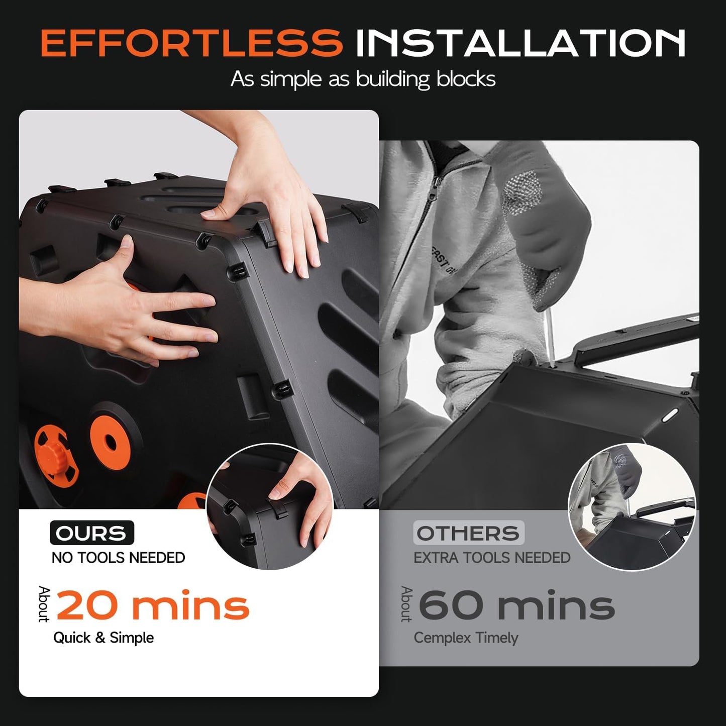 Compost Tumbler 22.5 Gallon/85L, Easy Assemble Compost Bin Outdoor, 360°Rotating Composter for Garden, Backyard, and Yard, Gifts for Seasoned Gardeners & Beginners-Green