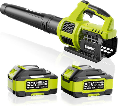 Leaf Blower Cordless 20V Powerful Electric Leaf Blower with 2x4.0Ah Batteries and Charger, Variable-Speed, Lightweight Battery Powered Leaf Blowers for Lawn Care, Patio, Blowing Leaves, Dust