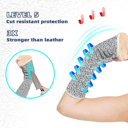 MIG4U Cut Resistant Sleeves 2 Pairs, Forearm Protection Level 5 Protective Guards with Hole for Working, Gardening, Mechanic
