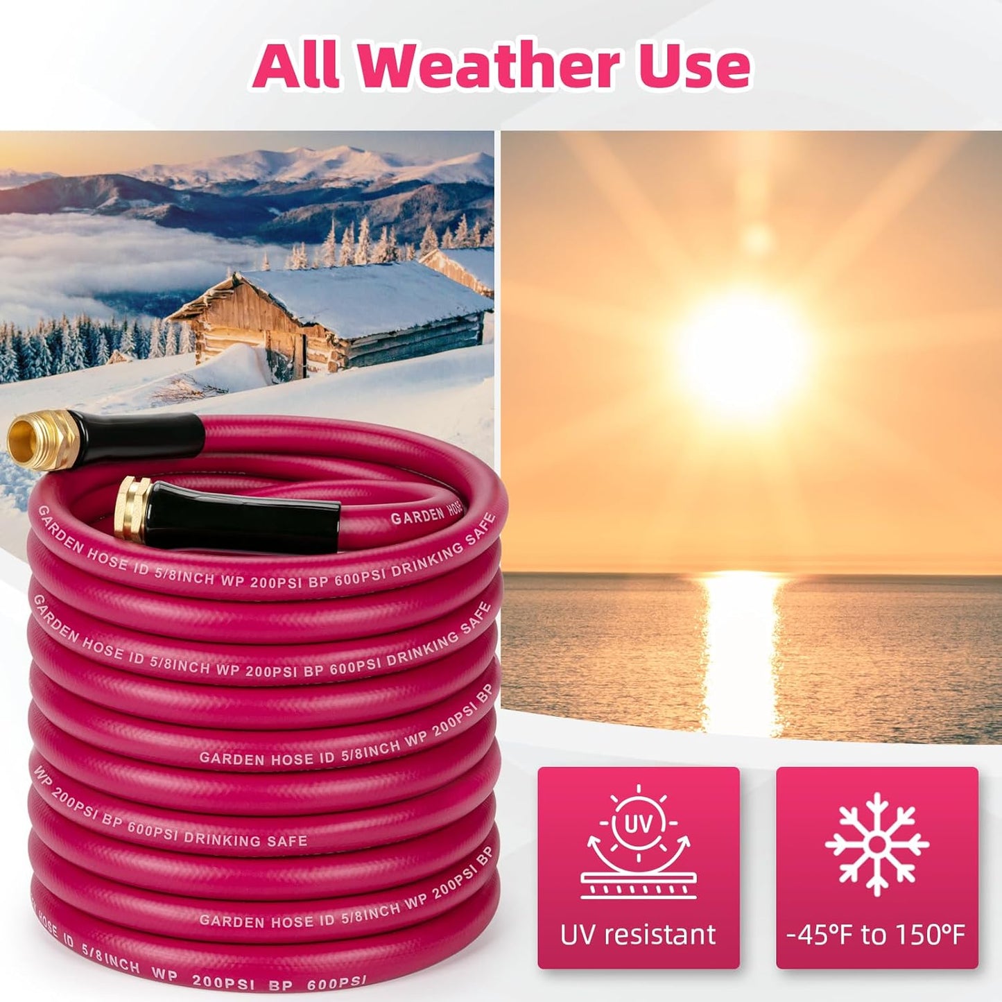 WELLUCK Garden Hose 5/8 in x 75 ft, Heavy Duty Durable Anti Kink Flexible Garden Water Hose for Drinking Water Safe BPA Free, All-weather Lightweight Water Hose for Garden RV Camper Marine