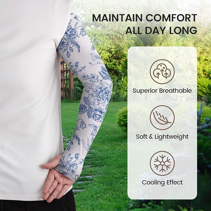 Gardening Sleeves Farm Sun Protection Arm Cooling Sleeves Thorn Proof Garden for Women Men with Thumb Hole
