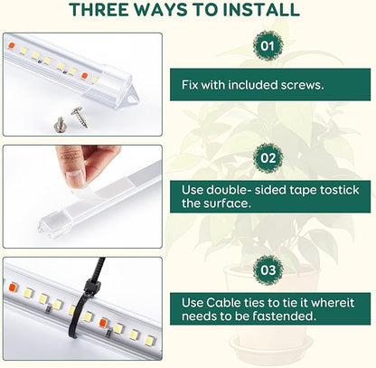 6-Bar Grow Light Strips for Indoor Plants, 16" Full Spectrum Plant Lights, 6500K Sunlike Grow Lights with 6/12/18H Timer, 5-Level Dimmable for Indoor Growing