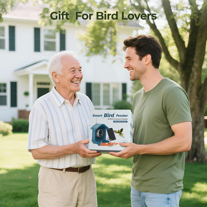 Smart Bird Feeder with Camera Solar Powered for Outside Birdhouse with Camera, AI Identify Birds Species, FHD Live Video, Instant Arrival Alerts, Ideal Gift for Bird Lovers or Family
