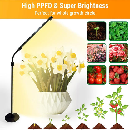 Grow Light for Indoor Plants with Timer, 28.7" Flexible Gooseneck Plant Light for Desk, 4-Dimming Levels & Auto 3/9/12H Timer, USB Powered Office Grow Light for Succulents, Herbs, Monstera