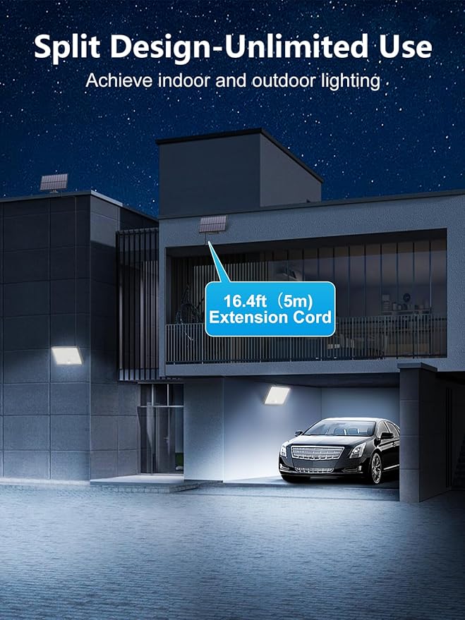 400LED Solar Lights Outdoor, IP67 Waterproof Solar Lights with 16.4ft Cable, 3 Modes & Remote Control Motion Sensor Outdoor Light for Garden, Garage, Patio, Pathway (2 Pack)