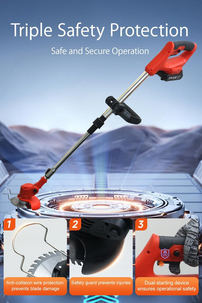 Cordless Weed Wacker,Electric Weed Eater,2 Batteries,Grass Trimmer Cordless,Weed Erimmer Red