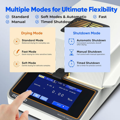 Halogen Moisture Analyzer with Rapid Heating & Drying (40-160°C) 110g-5mg High-Precision Halogen Moisture Balance Moisture Determination for Food, Plants, Construction Materials 110V~120V