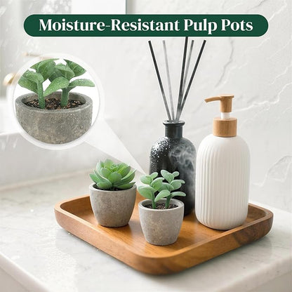 DomeStar 6PCS Small Fake Plants, Artificial Succulents Plants for Home Office Bathroom Kitchen Decor Green