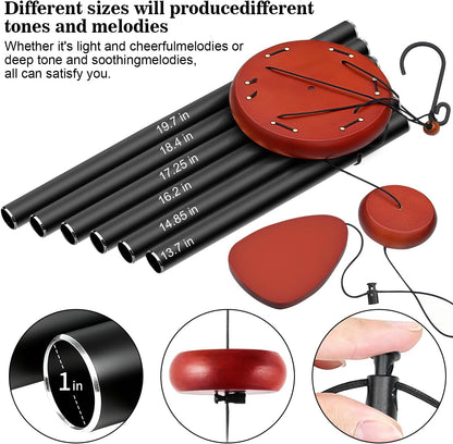 Large Wind Chimes for Outside Deep Tone, Soothing Melodic Memorial Sympathy Wind Chime, Suitable Outdoor Garden Decor, Gift for Mom Women Neighbors (Black Wind Chime -46 in)