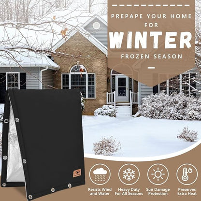 Backflow Preventer Insulation Cover - 2 Way Opening Pipe Insulation Cover for Irrigation Valve, Sprinkler Cover for Outside - Winter Freeze Protection Backflow Cover - 30" W x 24" H, Black