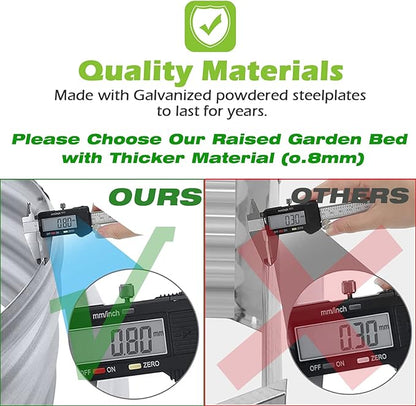 Raised Garden Bed Galvanized Planter Box Outdoor, Rot-Resistant Metal Garden Bed Planter for Vegetables Flower Herb (3- Grey)