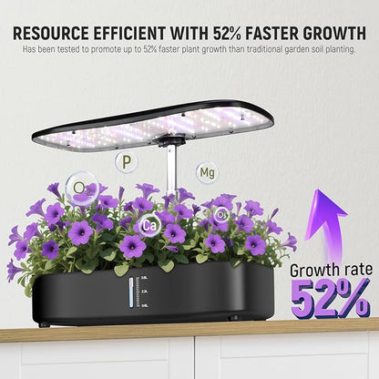 NEEWER Basics Hydroponics Growing System Kit with LED Plant Light/3 Growing Modes/12 Pods/Timer/LCD/Smart Quiet Pump, Touch Light Planter for Herb Garden Vegetables Flowers Indoor Gardening, HGS01