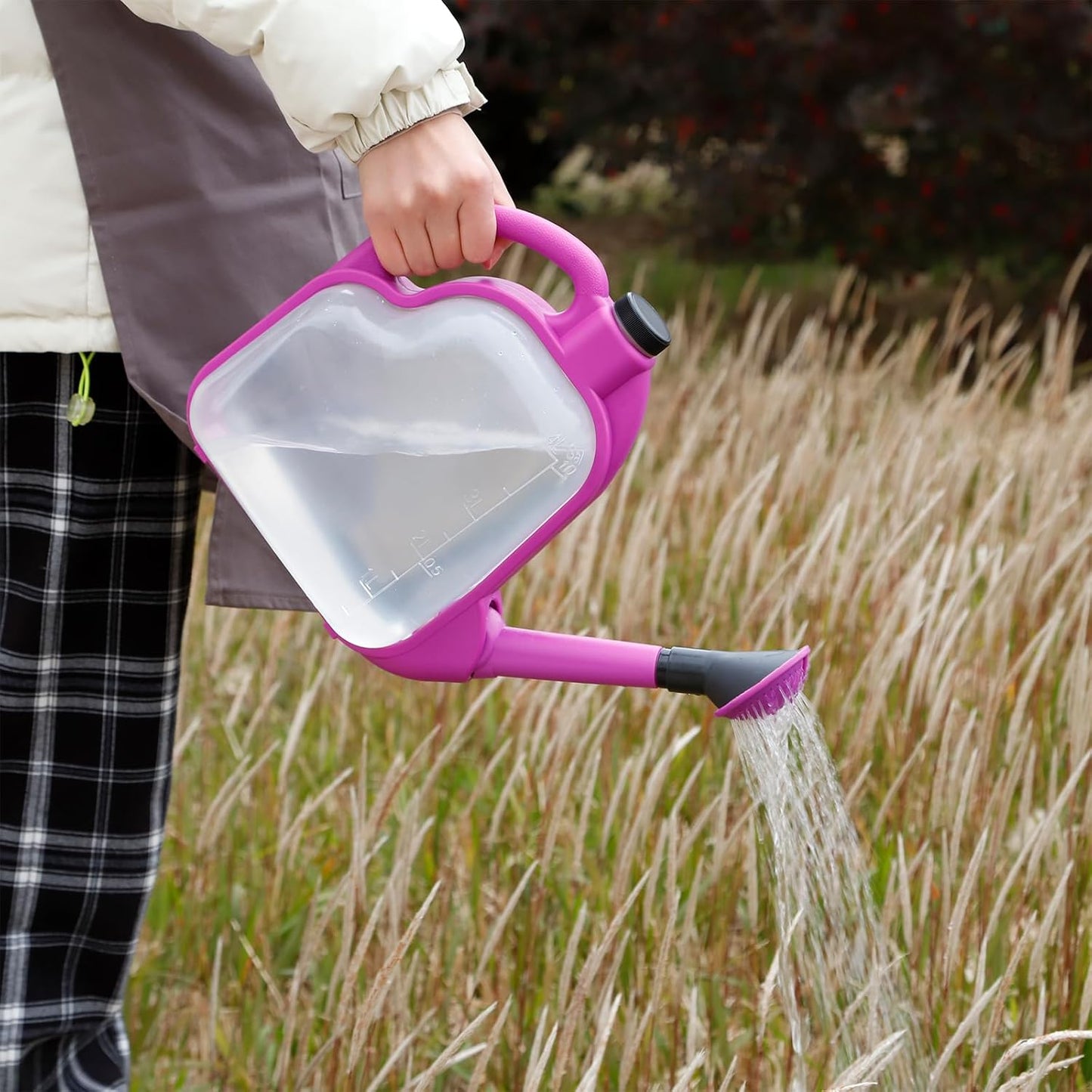 4L Foldable Clear Plastic Watering Can with Rotating Nozzle Long Spout Ideal for Indoor and Outdoor Gardening -Purple