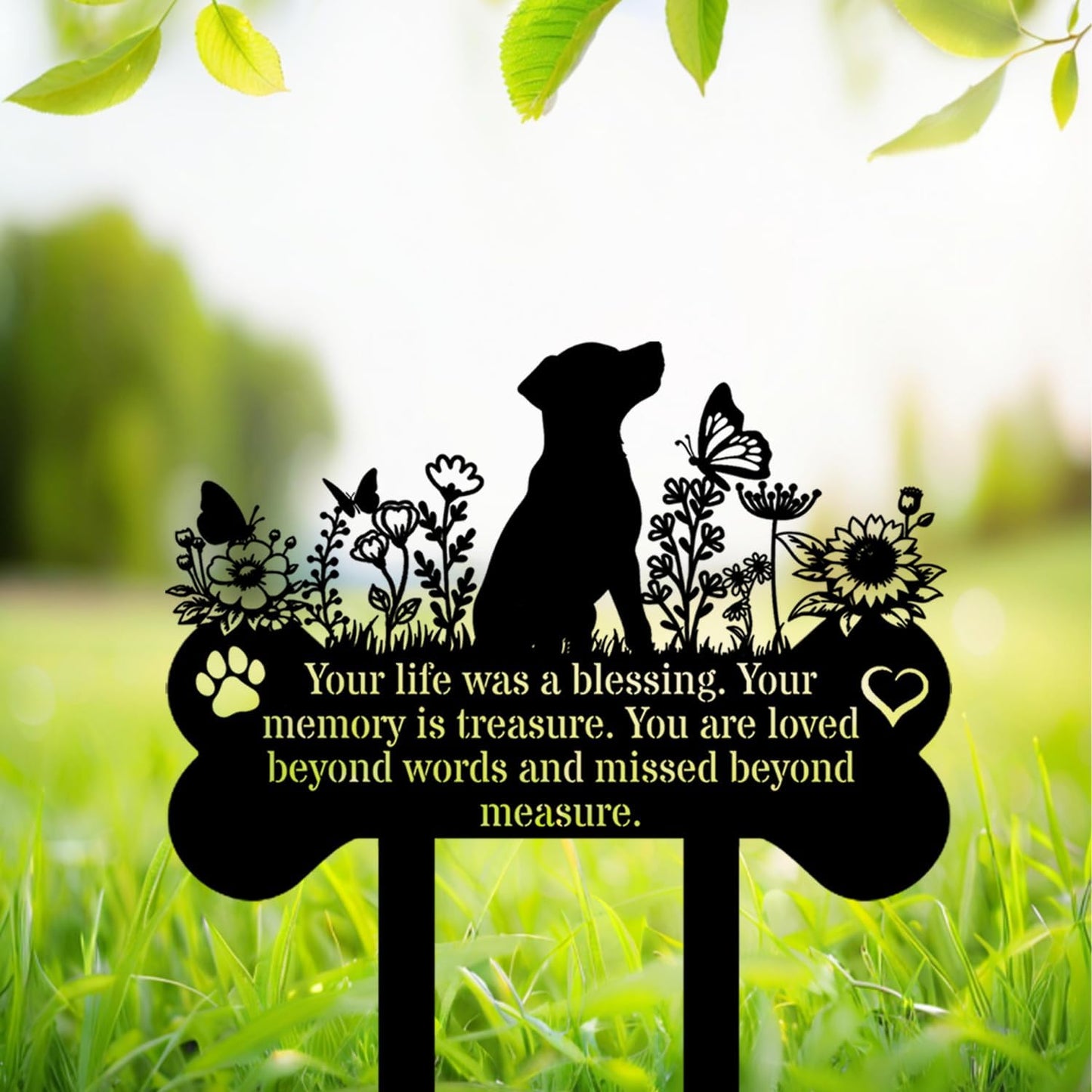 Pet Grave Markers Dog, Metal Pet Metal Memorial Garden Stake, Pets Waterproof Grave Stakes Plaque, Pet Headstone Garden Memorial Graves, Metal Dog Garden Decor 12"