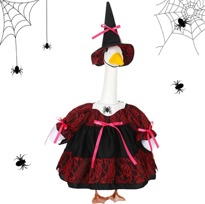 Suzile Halloween Porch Goose Outfit Witch Costume for 23" High Cement or Plastic Goose Clothes for Yard Lawn Outdoor Garden Patio Halloween Gothic Vampire Dress up Concrete Duck Statue Holiday Decor