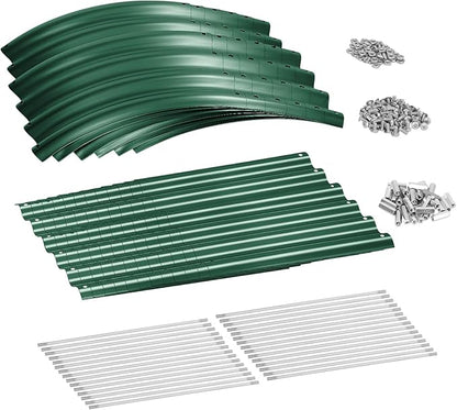 Land Guard 8×2×1.5ft Galvanized Raised Garden Bed Kit, Raised Garden Boxes Outdoor, Oval Metal Raised Garden Beds for Vegetables, Forest Green