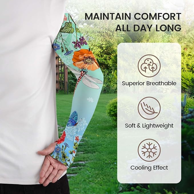 Gardening Sleeves Farm Sun Protection Arm Cooling Sleeves Thorn Proof Garden for Women Men with Thumb Hole