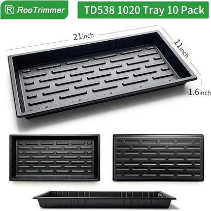 Growing Trays, 1020 Plant Nursery Trays Heavy Duty Seed Starter Flat Seedling Tray for 72/128 Cell Plug Tray Transplant Growing Microgreens (21"×11", 10 Pack, 1.6" Deep, Without Holes)