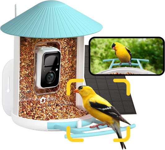 NETVUE by Birdfy Smart Bird Feeder with Camera – AI Identifies Birds Species 2MP Night Vision & App Alerts, 2.4Ghz Wi-Fi Connect IP65 Weatherproof Bird Camera-Gift for Backyard BirdWatchers, Blue
