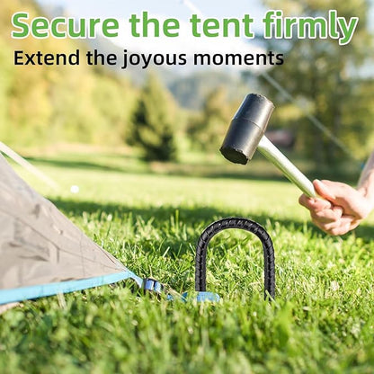 Black Trampoline Stakes Anchors High Wind 16inx10mm Galvanized U Hook 6pcs Rebar Stakes – Heavy Duty Ground Anchors for Trampoline,Yard & Inflatable,Landscape Metal Stakes for Outdoor Decorations