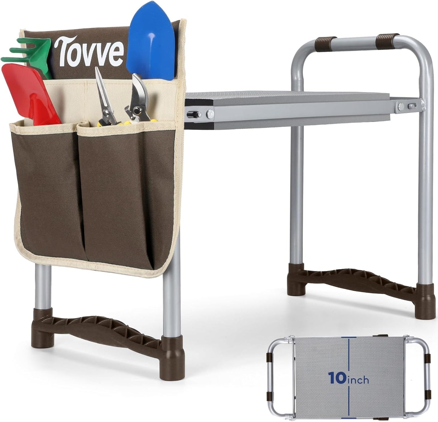 Upgraded Garden Kneeler and Seat with Thicken & Widen Soft Kneeling Pad, Heavy-Duty Foldable Garden Stool with Large Garden Tool Bag, Portable Garden Bench Gardening Gifts for Women, Seniors