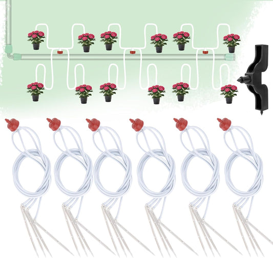 20 Pack Automatic Irrigation Dripper Stake Assembly, 2 GPH Irrigation Dripper for 4-Way 23.6 inch Irrigation tubing,Drip Emitters Bend Arrow Sprinklers for Garden Pots Precise Irrigation Systems