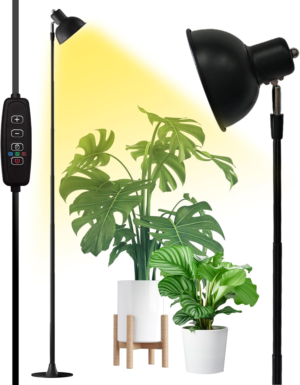 yadoker Plant Grow Light for Indoor Plant, Aluminum LED Grow Light,Elevating Plant Lamp,Height Adjustable,Automatic Timer with 8/12/16Hours,10-Level Brightness,Ideal for Large Plant Grow