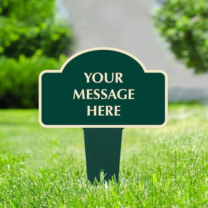 SmartSign Custom Designer Yard Stake Sign - Add Your Message, 12"x15", Vintage Dome-Top, 120 mil Aluminum Composite Sign w/Overcoat for Outside, Integrated Ground Stakes, Reflective Option, USA-Made