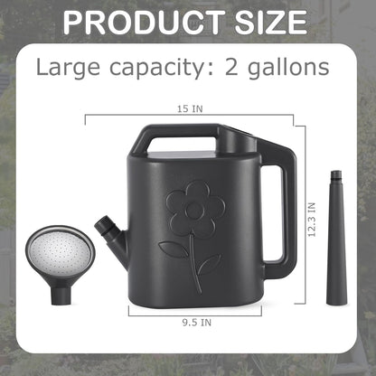 2 Gallon Watering Can for Indoor Plants, Garden Watering Cans for Outdoor Plant House Flower, Modern Plant Watering Can Large Long Spout with Sprinkler Head