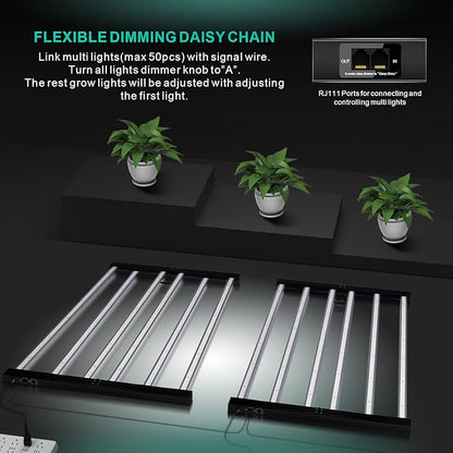 720W LED Grow Lights, Full Spectrum Grow Light, Daisy Chain Plant Bar Style Grow Light Foldable & Dimmable for Growing Commercial Hydroponic Growing Lamp 5x5ft Core Coverage (ZWD-DT-721)