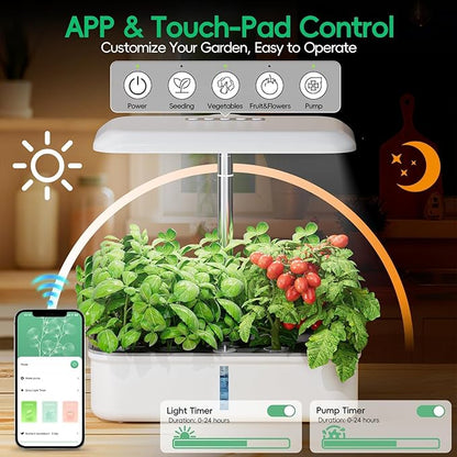 SPECILITE Hydroponics Growing System Kit, 14 Pods Smart Indoor Herb Garden with Grow Light, WiFi & App Control, Quiet Pump, 5L Water Tank, Automatic Timer Planter for Gardening Gifts, White