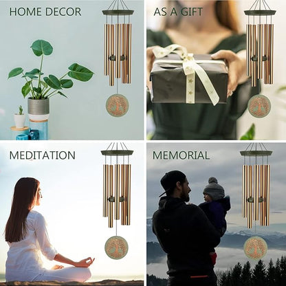 Gifts for Mom & Grandma - Outdoor Wind Chimes with Engraved Tree of Life, Large Patio Hanging Decor for Garden, Yard, Christmas, Anniversary Celebrations