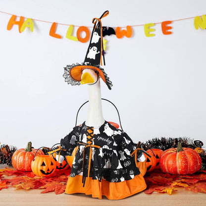 Suzile Halloween Goose Outfit Clothes for 23 Inch High Cement or Plastic Geese Ghost Lawn Porch Goose Clothes Halloween Costume