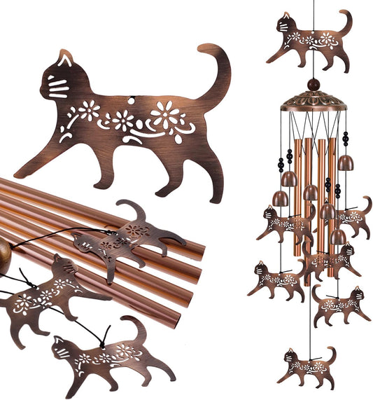 Outdoor Wind chimes Decor, Cats Wind Chimes for Home, Patio, Porch, Lawn, Indoor, Garden Cat Decoration, Mobile Cat Wind Catcher, Music Wind Bells, Memorial Gifts, Festival Gifts for Mom/Grandma/Woman