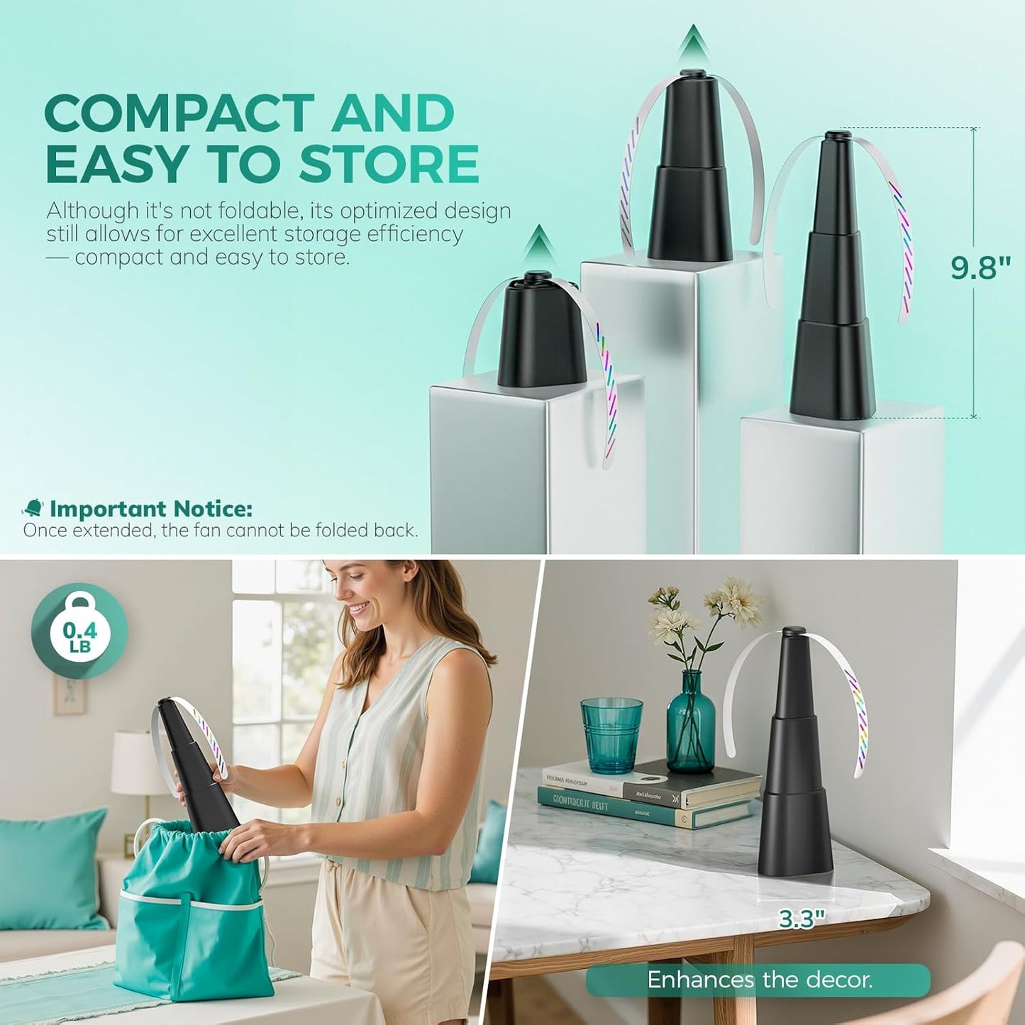 Grete Gotye Portable Battery Powered Fly Fans for Tables Up to 15 Hours Working Time, 4-Pack Indoor Outdoor Mute Food Fan with Hook, Tabletop Fan for Home Restaurant Party Picnic Patio BBQ, Black