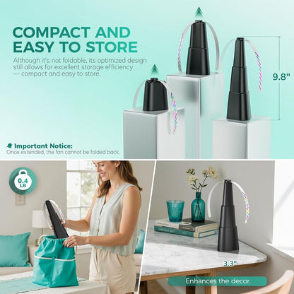 Grete Gotye Portable Battery Powered Fly Fans for Tables Up to 15 Hours Working Time, 4-Pack Indoor Outdoor Mute Food Fan with Hook, Tabletop Fan for Home Restaurant Party Picnic Patio BBQ, Black