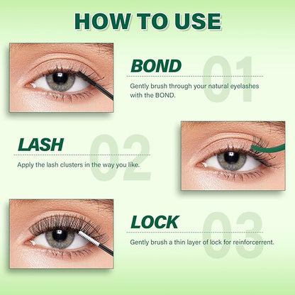 Lash Bond and Seal Waterproof KEYYOU 10ML Bond and Seal for DIY Lash Extension Individual Cluster Lash Glue Strong Gentle Long-Lasting Latex-Free Without Clumpy Suitable for Sensitive Eyes (Black)