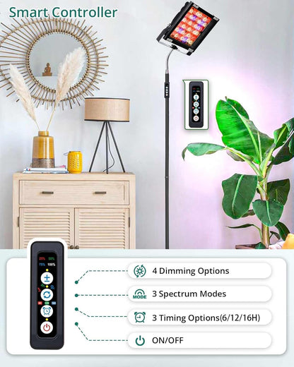 DOMMIA Grow Lights for Indoor Plants, Full Spectrum Tall Plant Light, Dimmable, Adjustable Tripod Standing Grow Lamp Floor Refugium Lamp for Aquarium, 45W 66in, 6/12/16h