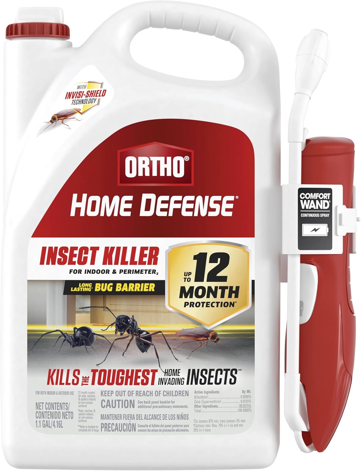 Ortho Home Defense Insect Killer for Indoor & Perimeter2 with Comfort Wand, Controls Ants, Roaches, and Spiders, 1.1 gal