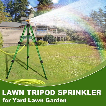 THUNDERBAY Impact Sprinkler on Tripod Base, Heavy-Duty sprinklers Provide 360-degree Spray Coverage Large Yard Garden Lawn Areas, 3/4 Inch Connector Extension Legs Flip Locks with Brass Head, 2 Pack