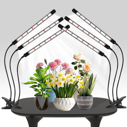 Tri-Heads Grow Lights for Indoor Plants, Full Spectrum Plant Lights for Indoor Growing with Adjustable 360° Gooseneck, 6/12/18H Timer & Dimming for Seedlings(Pack 2)