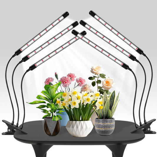 Tri-Heads Grow Lights for Indoor Plants, Full Spectrum Plant Lights for Indoor Growing with Adjustable 360° Gooseneck, 6/12/18H Timer & Dimming for Seedlings(Pack 2)