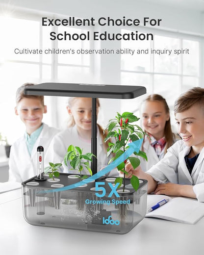 iDOO Hydroponics Growing System Kit 12 Pods, Christmas Gifts Gardening Gifts for Women Mom Dad Kids, Indoor Herb Garden with LED Grow Light for Home School, Indoor Plants Good for Mental Health